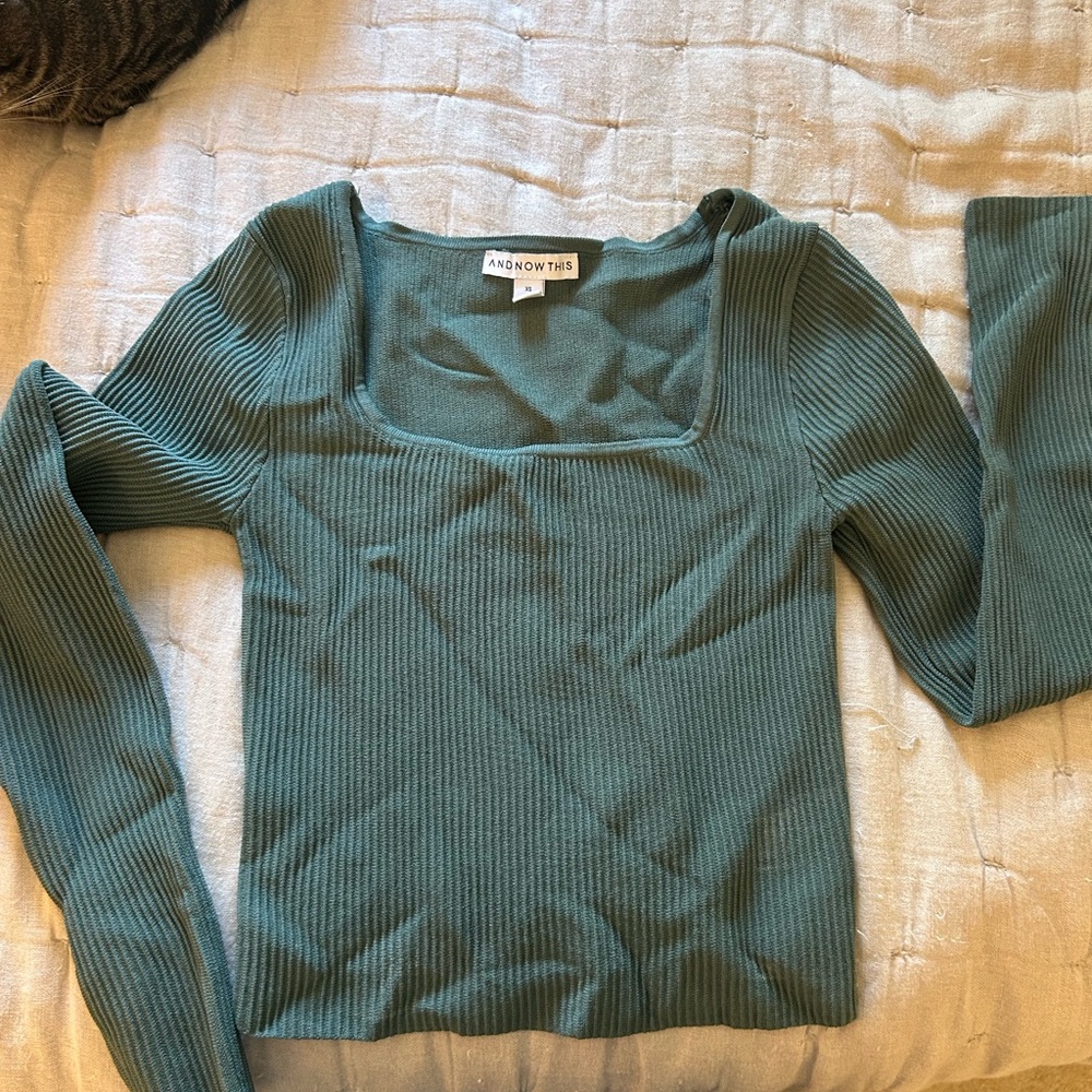 Silence + Noise Teal Ribbed Women's Top